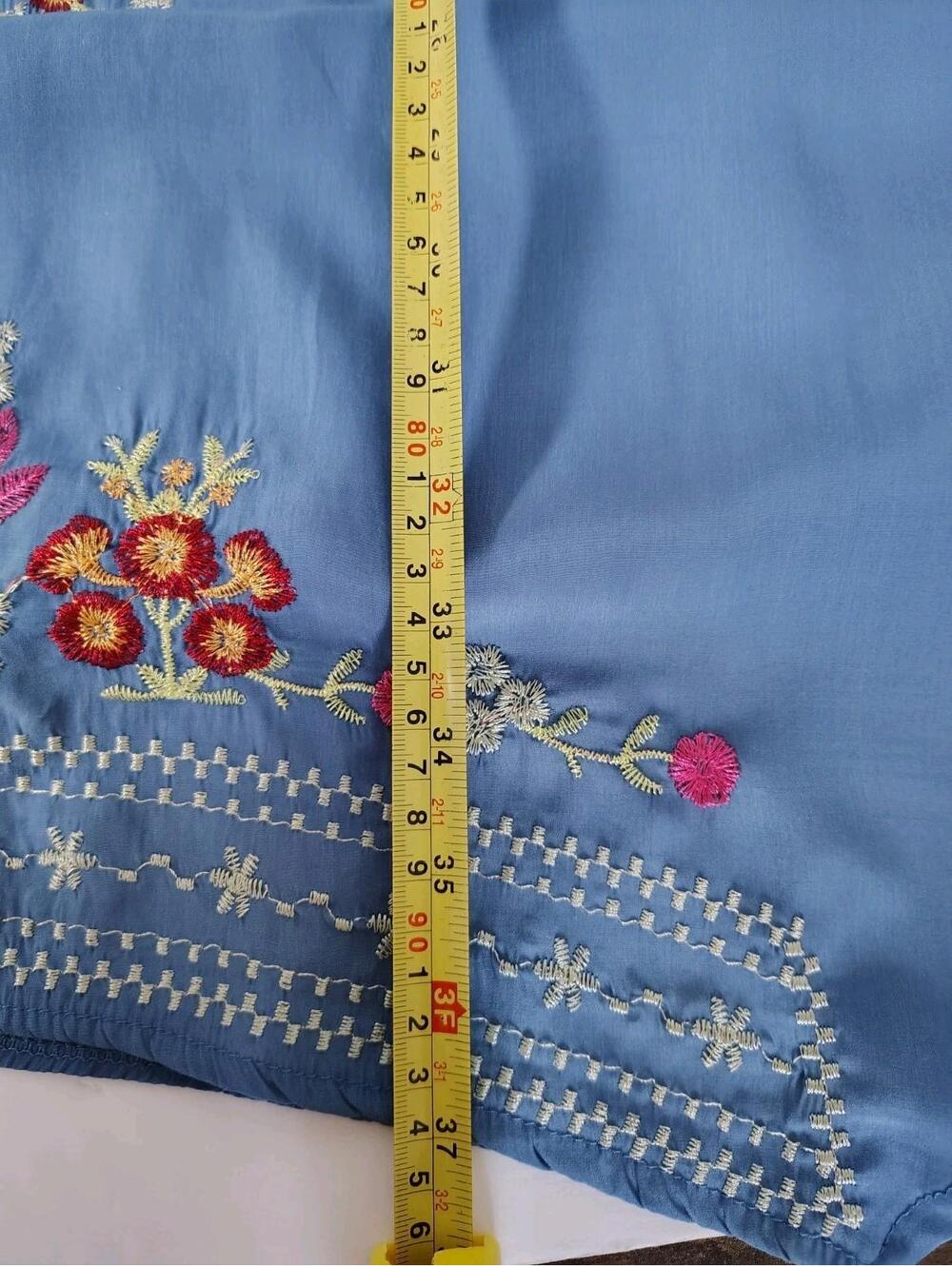 MISSLOOK Sleeveless Floral Embroidery Boho Blue Dress Size M Spring Ethnic Beach - Picture 8 of 9